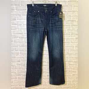 ROCK & REPUBLIC Jeans 34  FLOYD Relax Boot Cut Button Fly Faceoff Blue NWT
